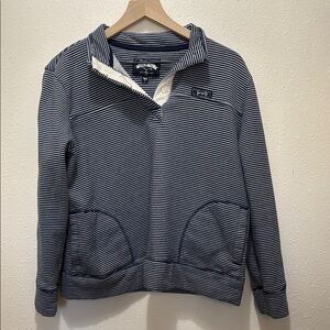 State of Mine Navy and White Striped Pullover Texas Sweater, Size L